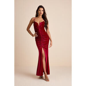 Lulus Stunning Invitation Magenta Velvet Ruched Sleeveless Maxi Dress Pink